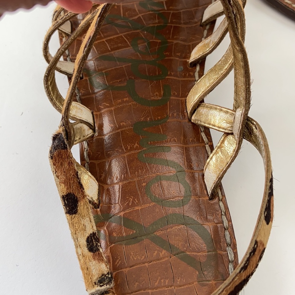 SAM EDELMAN GARLAND Leopard Leather Sandals s8 - Picture 2 of 10